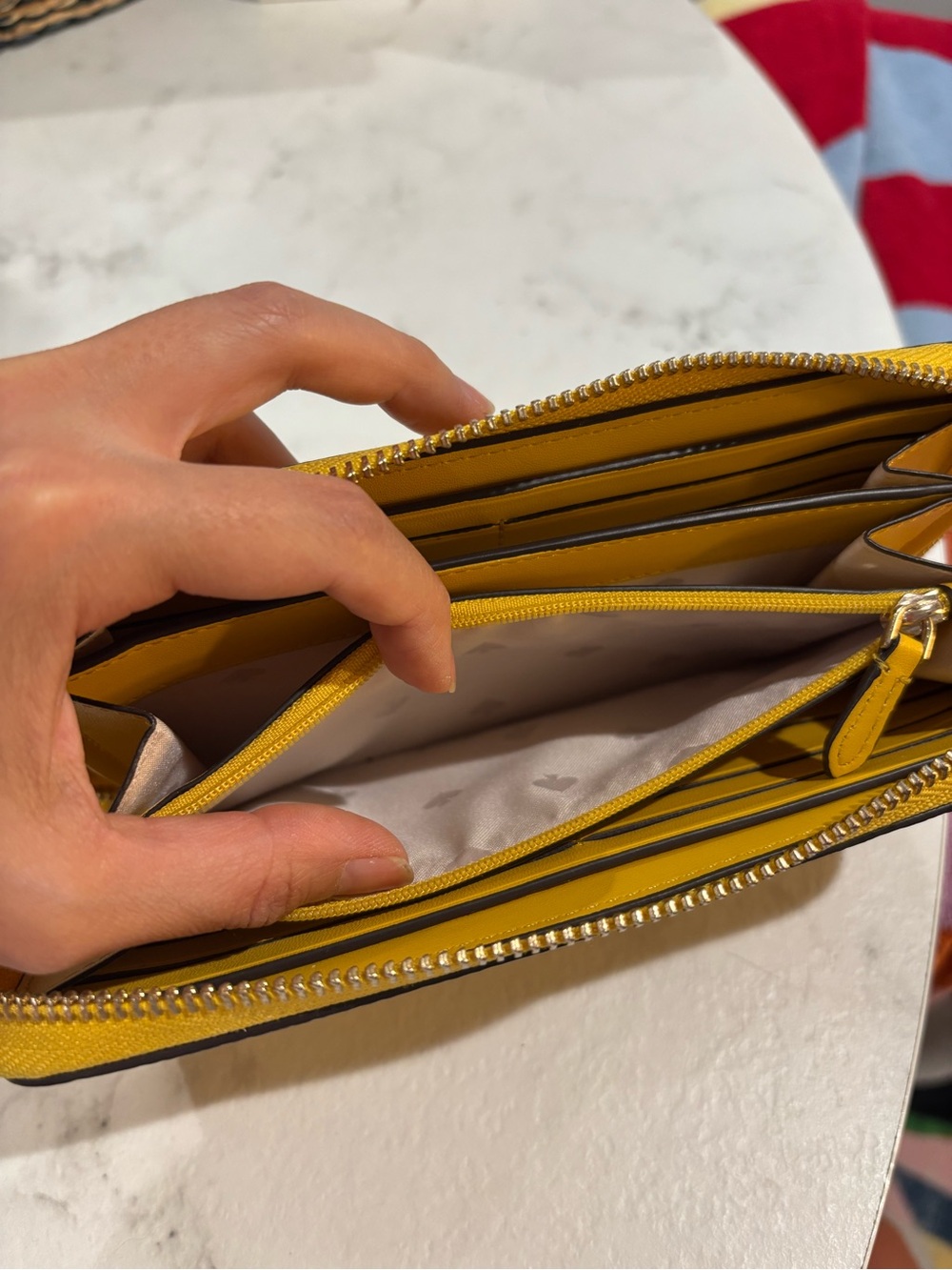 Kate Spade Yellow Pebbled Leather Zip-Around Wallet - Picture 6 of 10